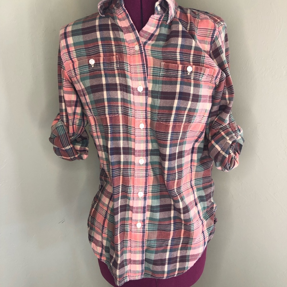 Ralph Lauren Button Up Long or 3/4 sleeve option plaid shirt